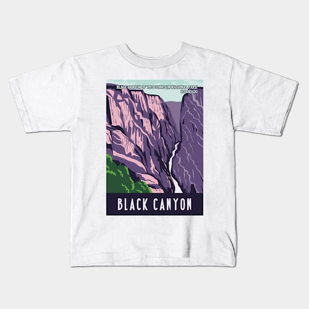 WPA Poster of Black Canyon of the Gunnison National Park Colorado, USA Kids T-Shirt by JohnLucke